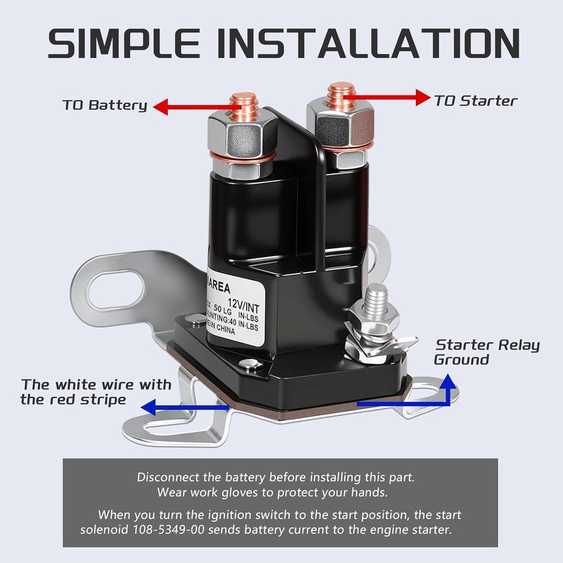 JTAREA 108-5349-00 Starter Solenoid 12V Lawn Mower Tractor Solenoids Replacement Parts for Bad Boy Zero Turn Mowers ZT CZT MZ MTD 925-1426A 725-0771 725-0530 925-0771 925-1426 725-1426 - Image 4